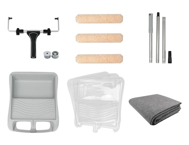 ROLLINGDOG 12 Paint Roller Kit  9Inch Paint Rollers Paint Tray with 3PC Tray LniersStainless Steel Extension Pole 3ftDrop Cloth