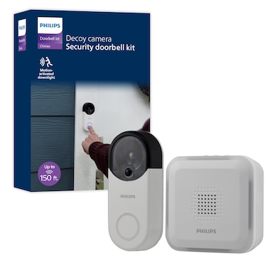 PHILIPS Wireless Security Doorbell Chime Kit Decoy Doorbell Camera MotionActivated Light Decoy Doorbell Home Security Cameras Wireless Doorbell Chime 150 Ft Range White DES6572WB37
