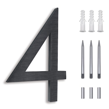 8 Inch Address Numbers For Houses Modern House Numbers For Outside Street Metal Black Large House Numbers Door Numbers For House Numbers For Address On house Floating Flush Mount Aluminum Black