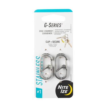 Nite Ize Gs1112R6 GSeries Dual Chamber Carabiner Size 1 2Pack Stainless Steel