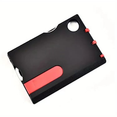 Pxiryanlow Black Outdoor Survival Bottle Opener Card Multi Tool Outdoor Barbecue Knife Camping Tool Hiking LED Light Magnifier EDC Tool Gear Multitools and Accessories