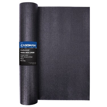 CASOMAN Professional Tool Box Liner and Drawer LinerEasy Cut NonSlip Foam Rubber Toolbox Drawer Liner Mat  Adjustable Thick Cabinet LinersBlack16 inch Wide x 6 feet Long
