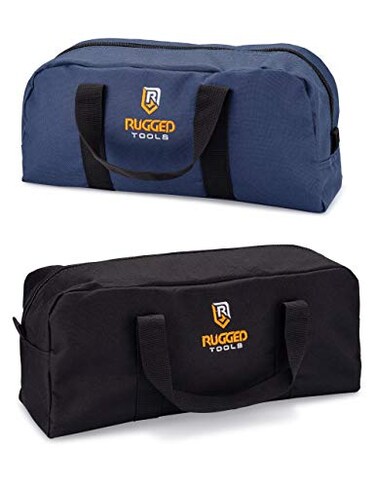Rugged Tools Tool Bag Combo  Includes 1 Small  1 Medium Toolbag  Organizer Tote Bags for Electrician Plumbing Gardening HVAC  More