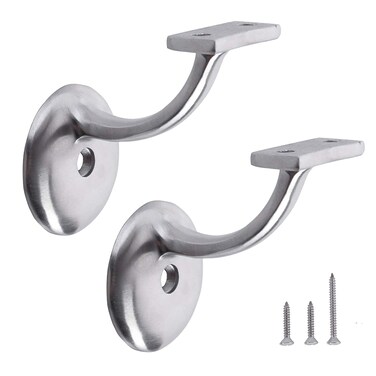 HOME MASTER HARDWARE Hand Rail Stair Brackets Heavy Duty Stainless Steel Stair Support for Stairways Home or Office Staircase Handrail 2 Pack