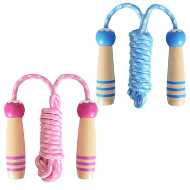 Jump Rope for Kids Adjustable Lorvain Kid Jump Ropes for Girls Boys Skipping Rope for Kids with Wooden Handle Cotton Braided Outdoor Fun Activity for Exercise Fitness Children Students Preschooler