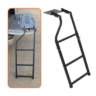 LadyRosian Pickup Truck Universal Fit Tailgate Ladder Truck Accessories Extension Step Ladder Easy Install Durable Steel