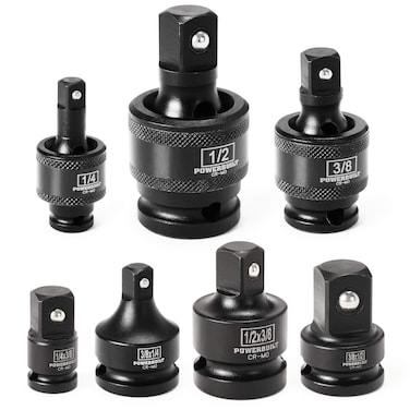 Powerbuilt 647095 7pc Impact Universal Joint  Adapter Set Black