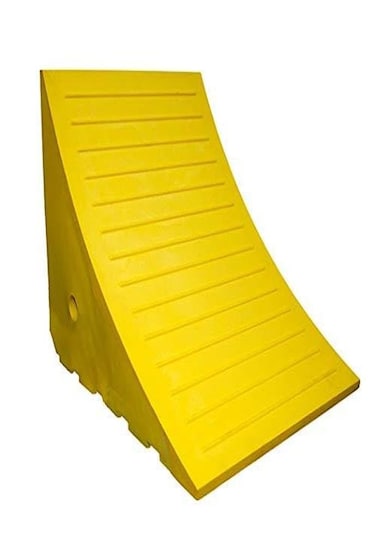 Esco Pro Series Wheel Chock for Haul Trucks Construction Equipment Large Cranes and Trailers Safety Yellow
