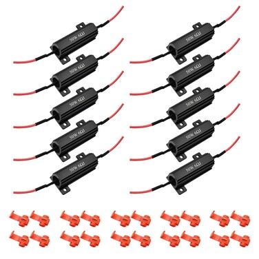 AUXLIGHT 10Pcs Quality 50W 6ohm Load Resistors  Fix LED Turn Signal BlinkerError Code Resistors get very hot during working  Black