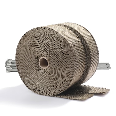 ARTR Titanium Exhaust Header Wrap 2 Rolls 2 x 50 Each roll Kit with 20pcs 118 Inch Stainless Steel Locking Ties