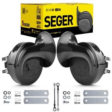 SEGER Trumpet Car Horn Set  HighLow Tone 12 Volt Universal Fit 60B Series 12V Loud Horn with Brackets