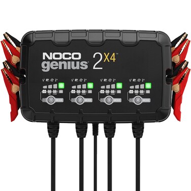 NOCO GENIUS2X4 4Bank 8A 2ABank Car Battery Charger 6V and 12V Smart Charger Battery Maintainer Trickle Charger and Desulfator for AGM Leisure Lithium Motorbike and Motorcycle Batteries