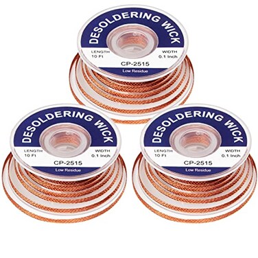 Lesnow Solder Wicks braidSolder Sucker10ft Length 3 Pieces NoClean Desoldering Braided Wicks Solder Removal ToolDesoldering Wick Used to Remove the Solder and Disassemble Electrical Components