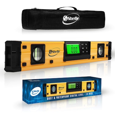 Shefio Digital Smart Level Tool  18 Inch Magnetic Torpedo Level and Protractor  Master Precision  IP54 Dustproof and Waterproof  Includes 2 AAA Batteries and Carrying Case