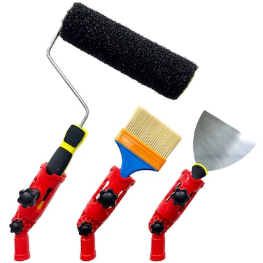 XWADJCD MultiAngle Paint Brush Extender Extension Pole Attachment Holder for Paint BrushRoller Scraper Secure Handle Grip Rotating Head Easily Reach Ceilings Walls Corner Edges Red