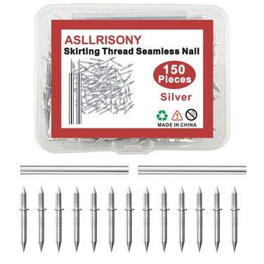 ASLLRISONY 150PCS DoubleHead Skirting Thread Seamless Nail Invisible Screws  Nail Skirting Line Without Marks Nail Equipped with 2 Nail Specific Sleeve Tool