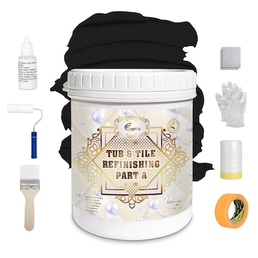 Sagekia Tile PaintEasy to Use Sink Paint for Bathroom Kitchen odorless and nontoxic bathtub and ceramic tile heavy glaze epoxy resin coating 16 oz Black