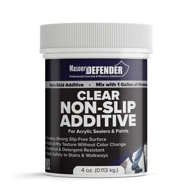 MasonryDefender Fine Grit Clear Anti Slip Additive Floor Grip for Acrylic Sealers  Paints 4 oz for 1 Gallon  Creates Slip Resistant Surface