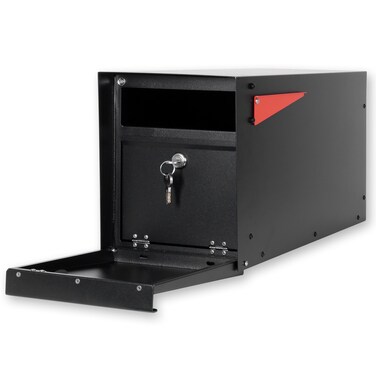 Ilyapa Locking Mailbox with Lock and Key Modern Mailboxes for Outside Post Mount  Black Exterior Powder Coated Steel Heavy Duty Curbside Welded Mailbox All Weather Durable  Corrosion Resistant