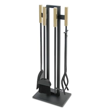 Pilgrim Home and Hearth Modern Fireplace Tool Set Black and Brass