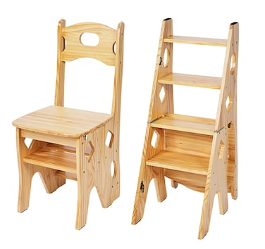 ybaymy Library Chair Ladder Solid Folding Ladder Chair Wood 4Step Stool Display Stand Flower Rack for HomeLibraryKitchen