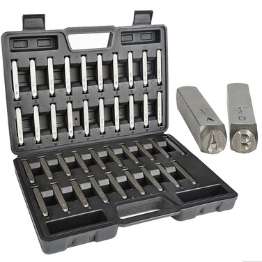 Owl Tools Number Letter Punch Set 39 Piece  Industrial Grade Steel Stamps 14 Letters AZ Numbers 09 and 4 Extra Symbols  Hard Shell Plastic Storage Case Included