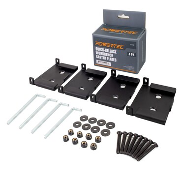 POWERTEC 71132 QuickRelease Workbench Caster Plates 4Pack Black