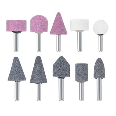 uxcell Abrasive Stone Points Set Grinding Wheel Polishing Head Bit with 6mm Shank 1 Set 10Pcs