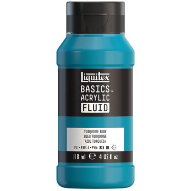 Liquitex BASICS Acrylic Fluid Paint 118ml 4oz Bottle Turquoise Blue