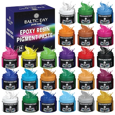 BALTIC DAY 24 Pigment Pastes for Epoxy Resin Jars Set  Thick Pigment Paste  Opaque Resin Pigment  Solid Epoxy Resin Dye  Resin Paste Pigment  Epoxy Resin Color Pigment  Mica Powder Paste