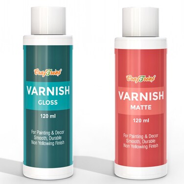 CrafTreat Varnish for Acrylic Painting  Varnish for Painting  Gloss  Matte Combo 120 ml Each  Clear Varnish for Clay Art Wood Canvas Paintings