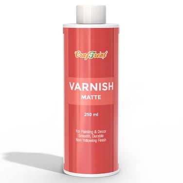 CrafTreat Varnish for Acrylic Painting  Matte Varnish for Painting  250 ml  Clear Varnish for Clay Art Wood Canvas and Paintings