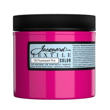 Jacquard Fabric Paint for Clothes  8 Oz Textile Color Fluorescent Pink Leaves Fabric Soft  Permanent and Colorfast  Professional Quality Paints Made in USA  Holds up Exceptionally Well to Washing