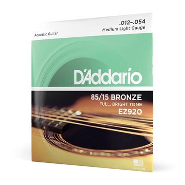 DAddario Guitar Strings  Acoustic Guitar Strings  8515 Bronze  For 6 String Guitar  Full Bright Tone  EZ920  Medium Light 1254