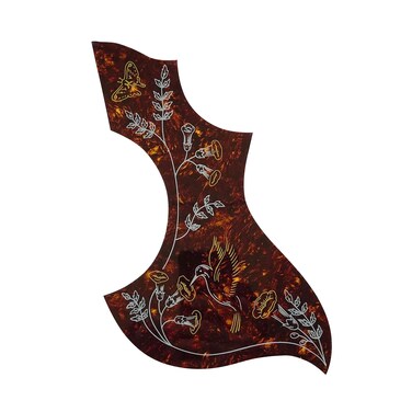 Long Beach Music Hummingbird Pickguard Compatible wGibson Acoustic Guitar Adhesive back Tortoise