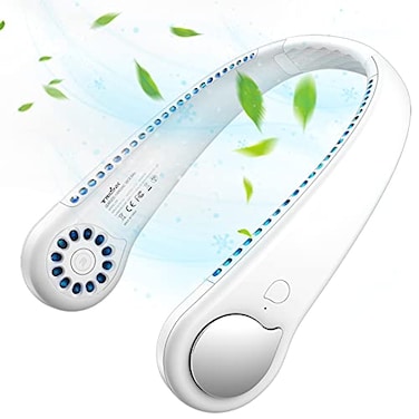 Bladeless Neck Fan with 360 Airflow Portable HandsFree Small USB Fan  Rechargeable Battery Operated Personal Mini Cooling Fan Perfect for Kids Office Travel Sports Household Outdoor White