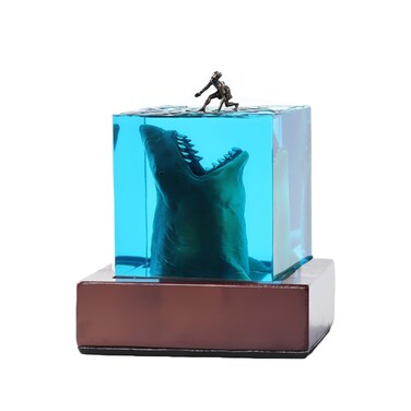 MACADAM Shark Resin Lamp Surfer Night Light Creative Ocean Resin Lamp Interesting Shark Desktop Ornament 3D Shark Lamps for Bedroom Office Decoration 36 inch