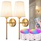 Battery Operated Wall Sconce Set Of Two with Remote Control Indoor Not Hardwired Dimmable Battery Operated Wall Sconce Light Fixture with Fabric Linen Shade For Bedroom Living Room Bulb Included  C