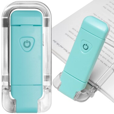 EGWASER Book Reading Light Portable USB Rechargeable LED Clip on Book Lights for Reading in Bed 3 Brightness Adjustable Dimmable Bookmark Light for EyeProtection Reading Lamp Blue