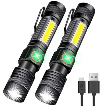 Hoxida Flashlight USB Rechargeable Magnetic LED Flashlight Super Bright Tactical Flashlight with Cob Sidelight 2000LM Waterproof Zoomable Best Small Flashlight for Camping Emergency Flashlight