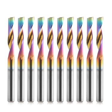 CNC Router Bits Single Flute End Mill for Aluminum Cutting  18 Inch 3175mm Shank Solid Carbide Spiral Router Bits with DLC Coating 35 15mm Cutting Length CNC Bits Milling Cutter 10PCS