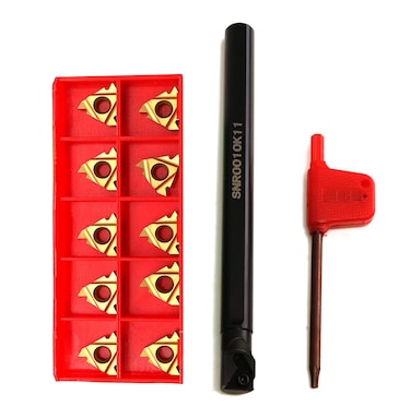 Maizoon CNC Internal Lathe Threading Boring Bar Holder  10Pcs 11IR A60 Inserts  T8 Wrench CNC Turning Tool Stainless Steel High Grip Impact Resistance and Strong CNC Lathe Tools DZ05