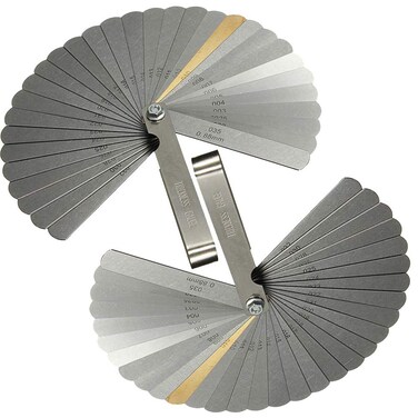 VTurboWay 2 Pack 32 Blades Steel Feeler Gauge Dual Marked Metric and Imperial Gap Measuring Tool Teaching Feeler