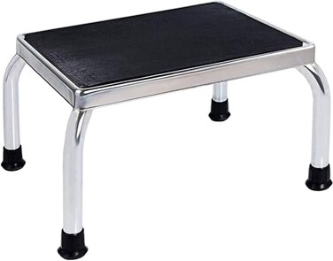 Vaunn Medical Foot Step Stool with AntiSkid Rubber Platform Chrome Plated Stool