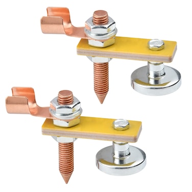 Worldity 2Pcs Magnetic Welding Head Magnetic Welding Support Clamp Magnetic Ground Clamp with Large Suction Copper Tail Welding Accessories Stability Clamps