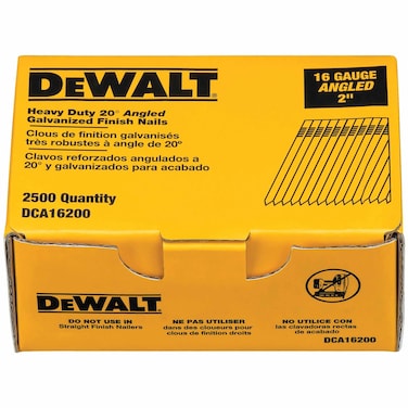 DEWALT Finish Nails 20Degree 2Inch 16GA 2500Pack DCA16200