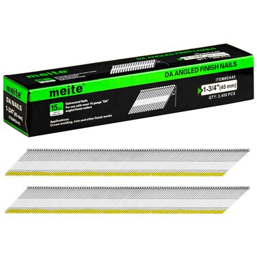 meite 134 Inch DA Style Nails 15 Gauge 34Degree Angled Finish Nails in GalvanziedPerfect for Moldings Trimming Finish Works and DIY Projects 2400 Counts