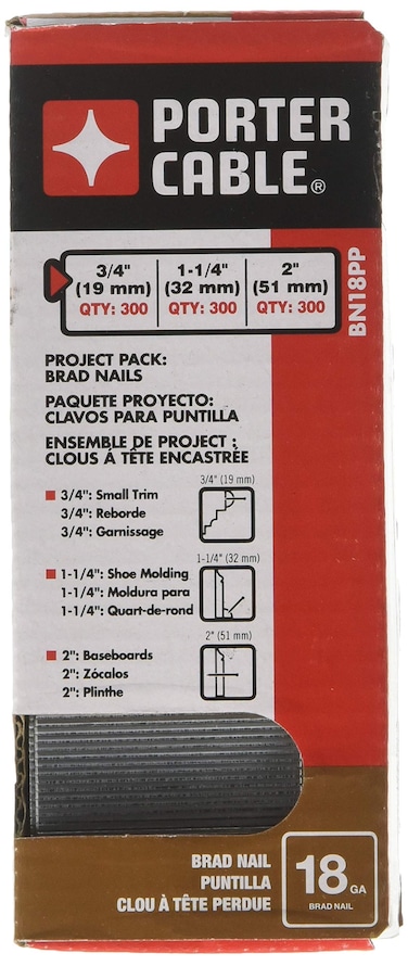 PORTERCABLE Brad Nails Project Pack 18GA 300 x 58 in 300 x 114 in 300 x 2 in 900Pack BN18PP