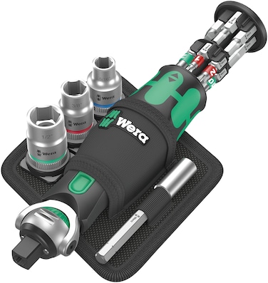 Wera 05004283001 8009 Zyklop Pocket Set Imperial 2 Ratchet Set 18 Pieces