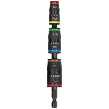 Klein Tools 32907 Impact Driver 7in1 SAE Impact Socket Set Flip Socket Set with 6 Nut Driver Sizes and 14Inch Bit Holder